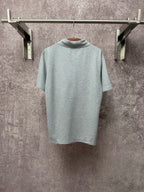 Dior short-sleeve polo shirt back, light gray with ribbed collar