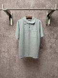 Dior short-sleeve polo shirt, light gray with button front and chest pocket