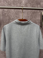 Dior short-sleeve polo shirt back, light gray with ribbed collar