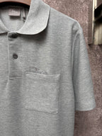 Dior short-sleeve polo collar and button placket, light gray knit