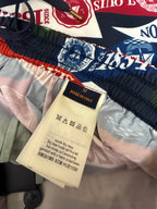 Multicolor logo shorts with fabric care label and elastic waistband