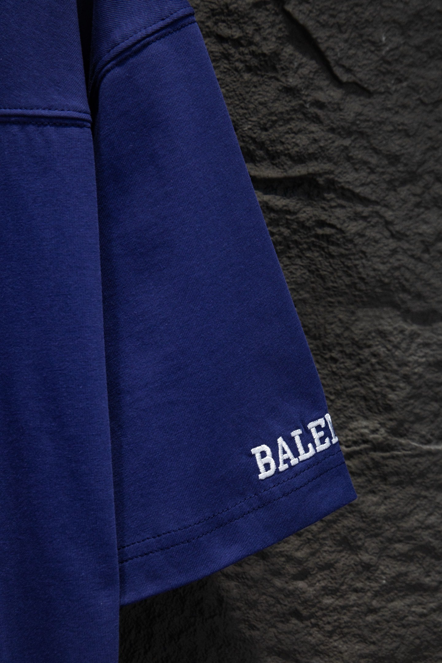 Balenciaga blue short-sleeve shirt sleeve with small Balenciaga text logo