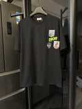 Black crew-neck T-shirt with front Dior patch graphics