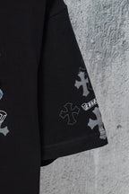 Black short-sleeve T-shirt sleeve with cross pattern print
