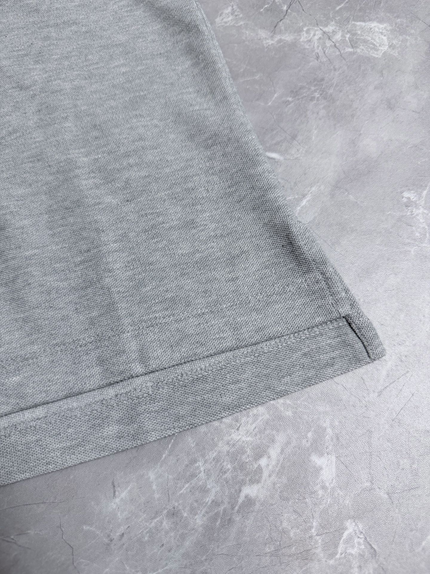 Dior polo shirt hem with short sleeve cuff, light gray knit