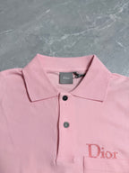 Pink Dior polo collar with 2-button placket and embroidered logo