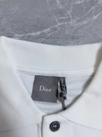 Dior white polo shirt neckline with tag label and two-button placket