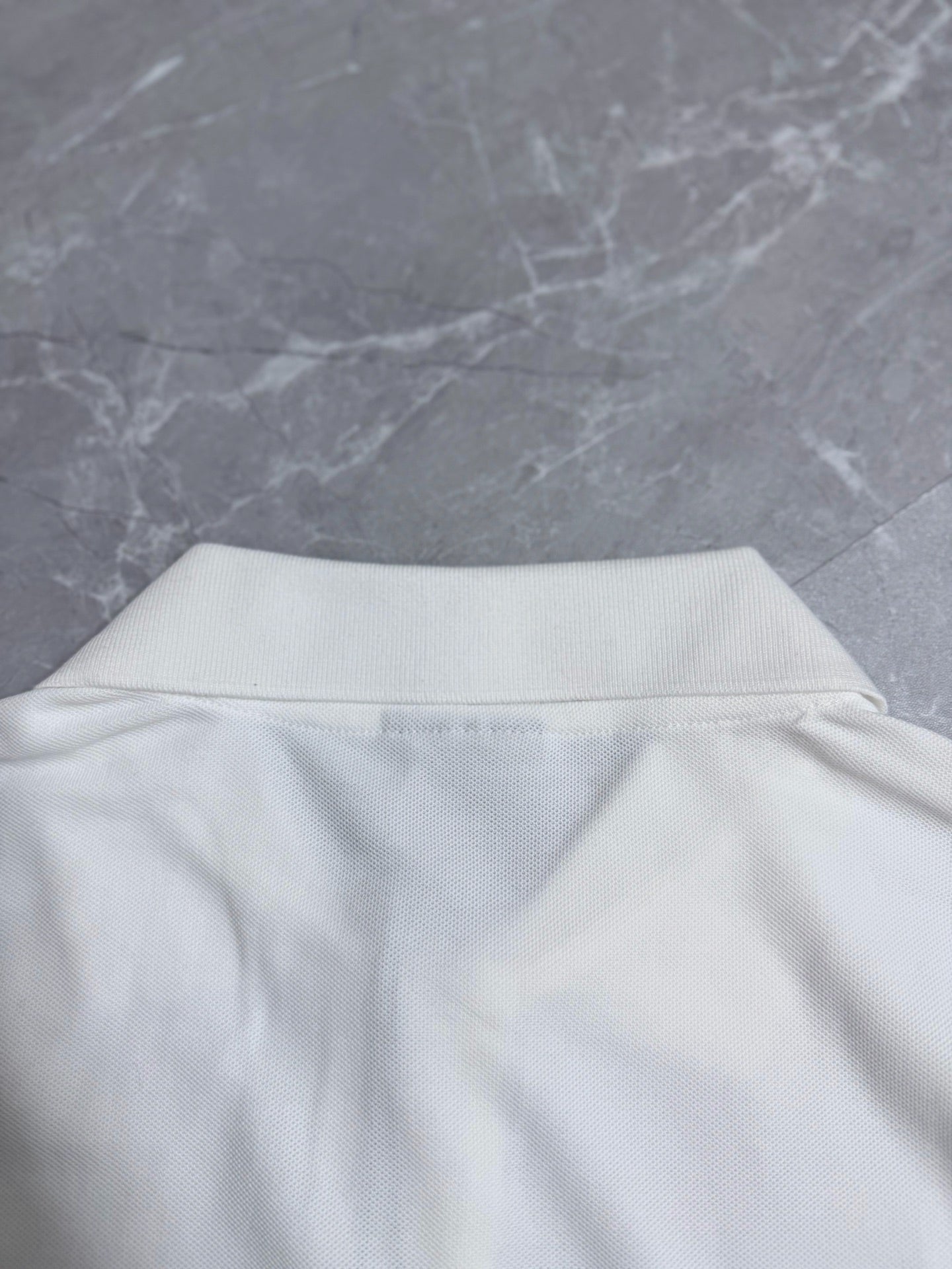 Dior white polo shirt back with ribbed collar