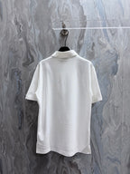 Dior white short-sleeve polo shirt, back view with ribbed collar