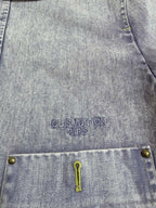 Louis Vuitton denim jacket interior with embossed LOUIS VUITTON PARIS logo