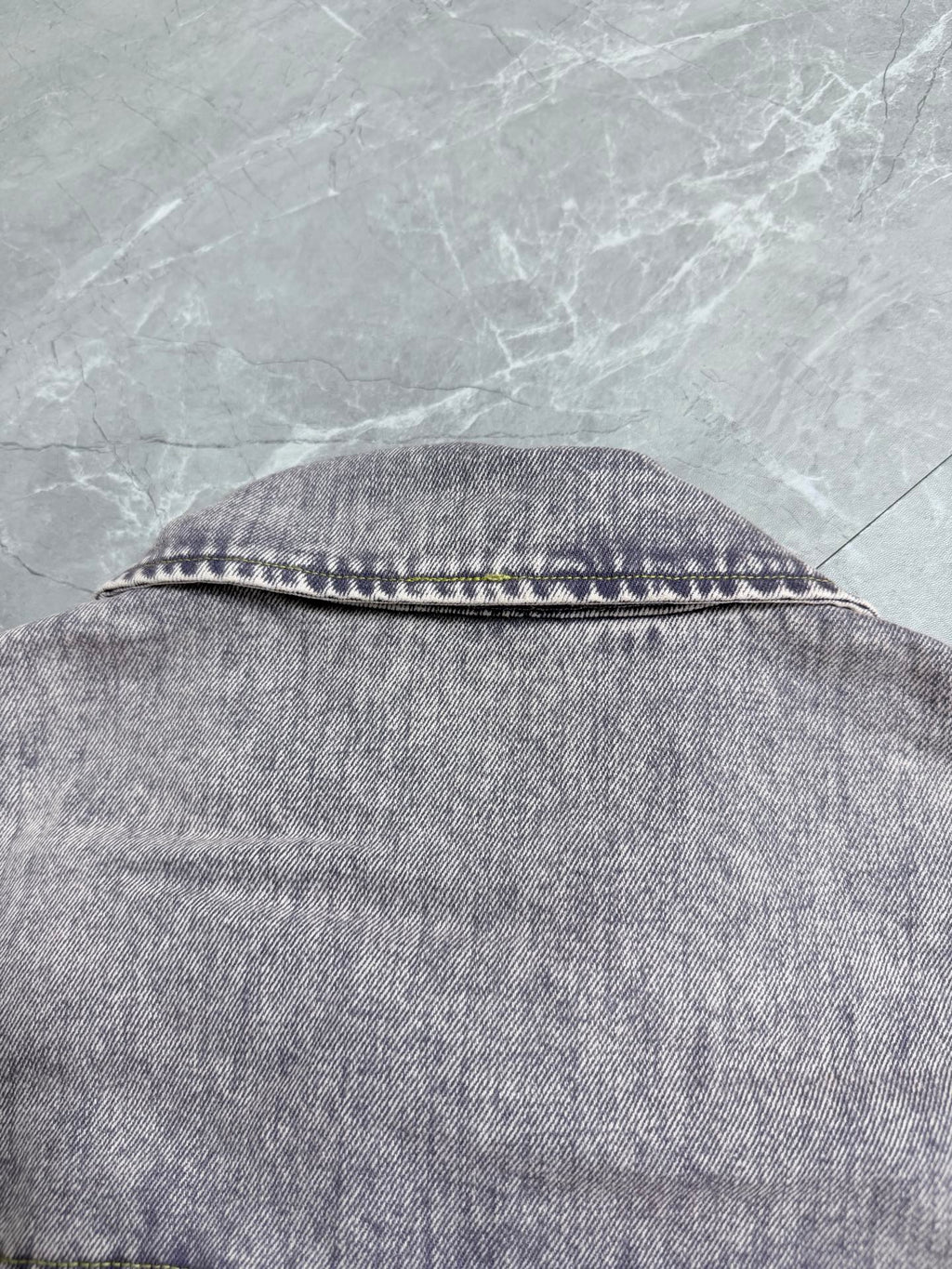 Louis Vuitton denim jacket shoulder and upper back seam detail