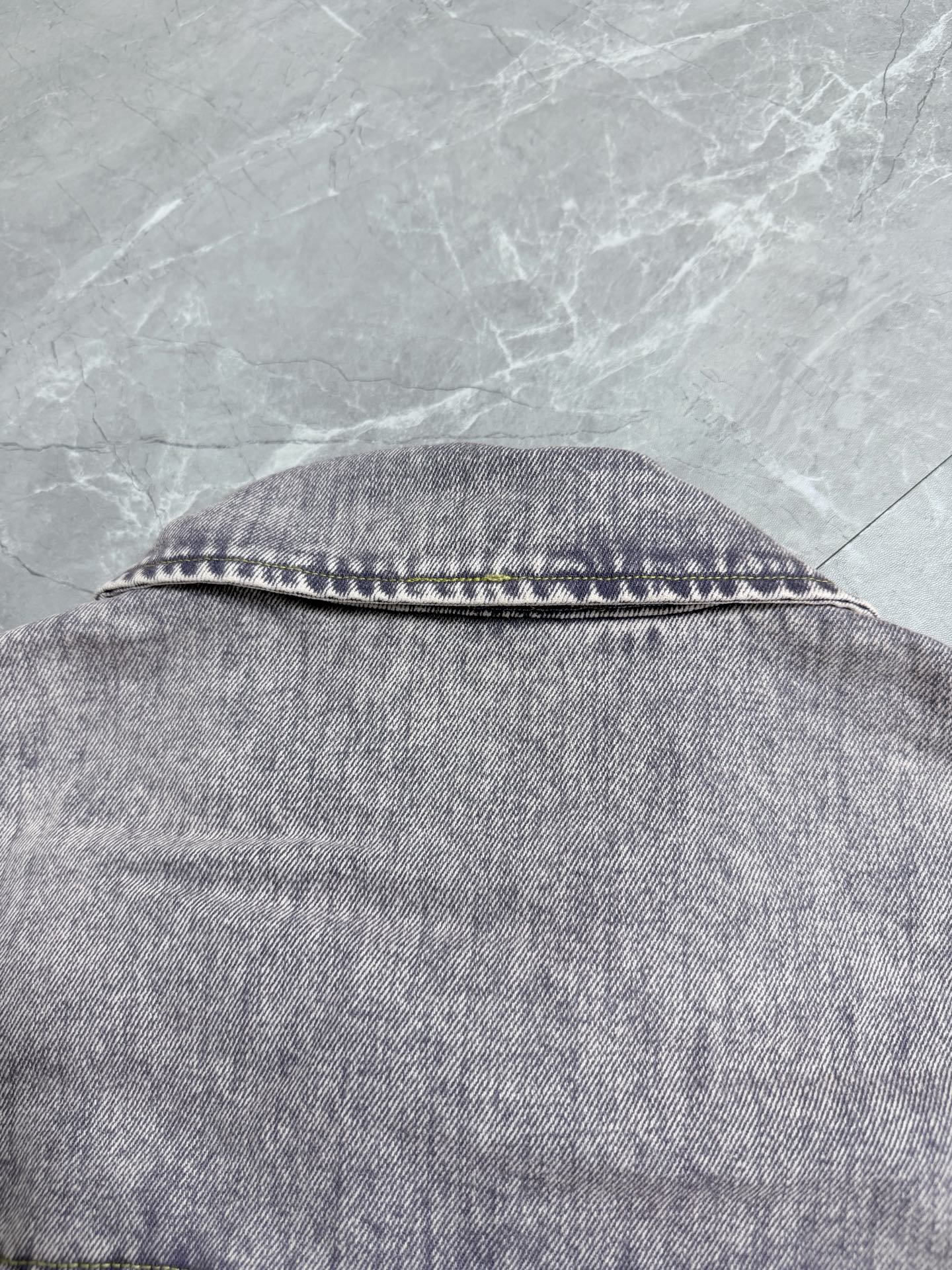 Louis Vuitton denim jacket shoulder and upper back seam detail