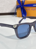 Louis Vuitton glasses, dark frame with blue-tinted lenses