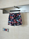 Louis Vuitton logo-print shorts on hanger, navy red and white multicolor pattern