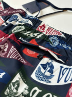 Louis Vuitton logo-print shorts waistband with black drawstring and gathered elastic