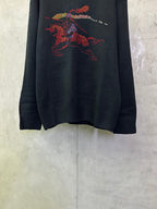 Burberry knit sweater with horse graphic, ribbed hem and dark sleeves