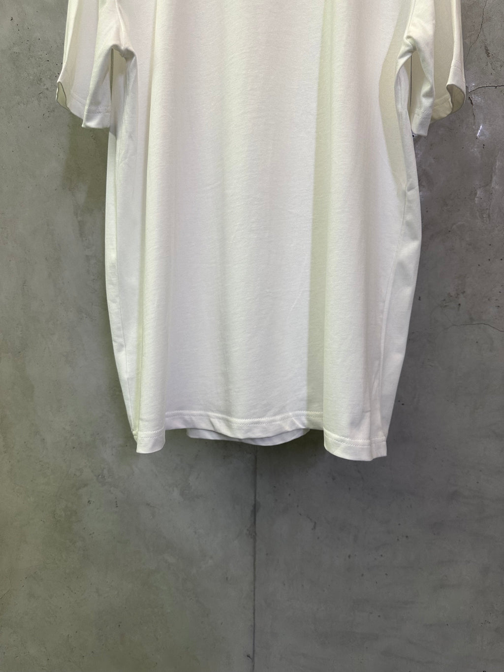 White crewneck T-shirt back view with short sleeves