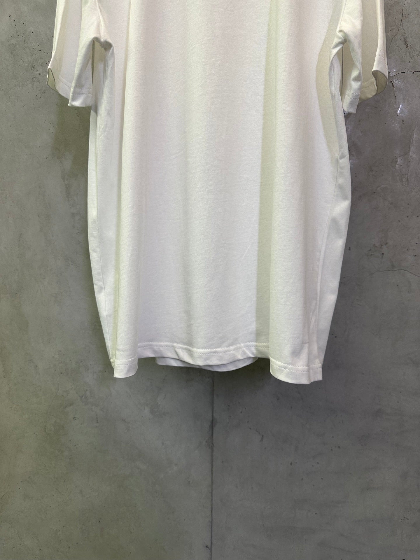 White crewneck T-shirt back view with short sleeves