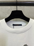 White crewneck T-shirt neckline with Louis Vuitton inside label