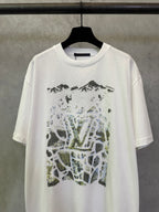 White crewneck T-shirt with large front graphic print