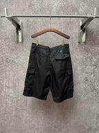 Dark cargo shorts with pleated front and flap cargo pocket, Louis Vuitton logo