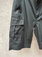 Cargo shorts side view with flap pocket and Louis Vuitton logo embroidery