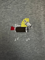 Heather gray T-shirt with colorful animal graphic patch across chest