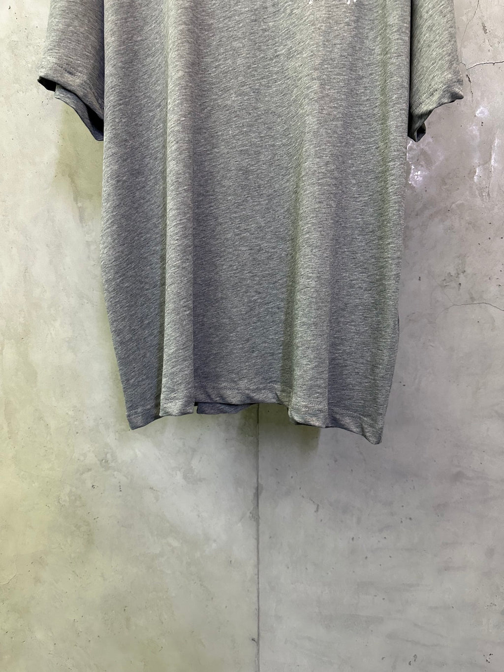 Heather gray short-sleeve T-shirt front view, crew neckline and hem