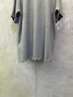 Heather gray short-sleeve T-shirt back view with draped sleeves