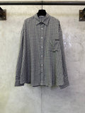 Balenciaga long plaid long-sleeve shirt with button front and chest pocket