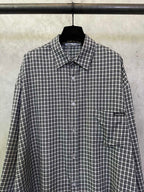 Balenciaga long plaid long-sleeve shirt with spread collar and button front