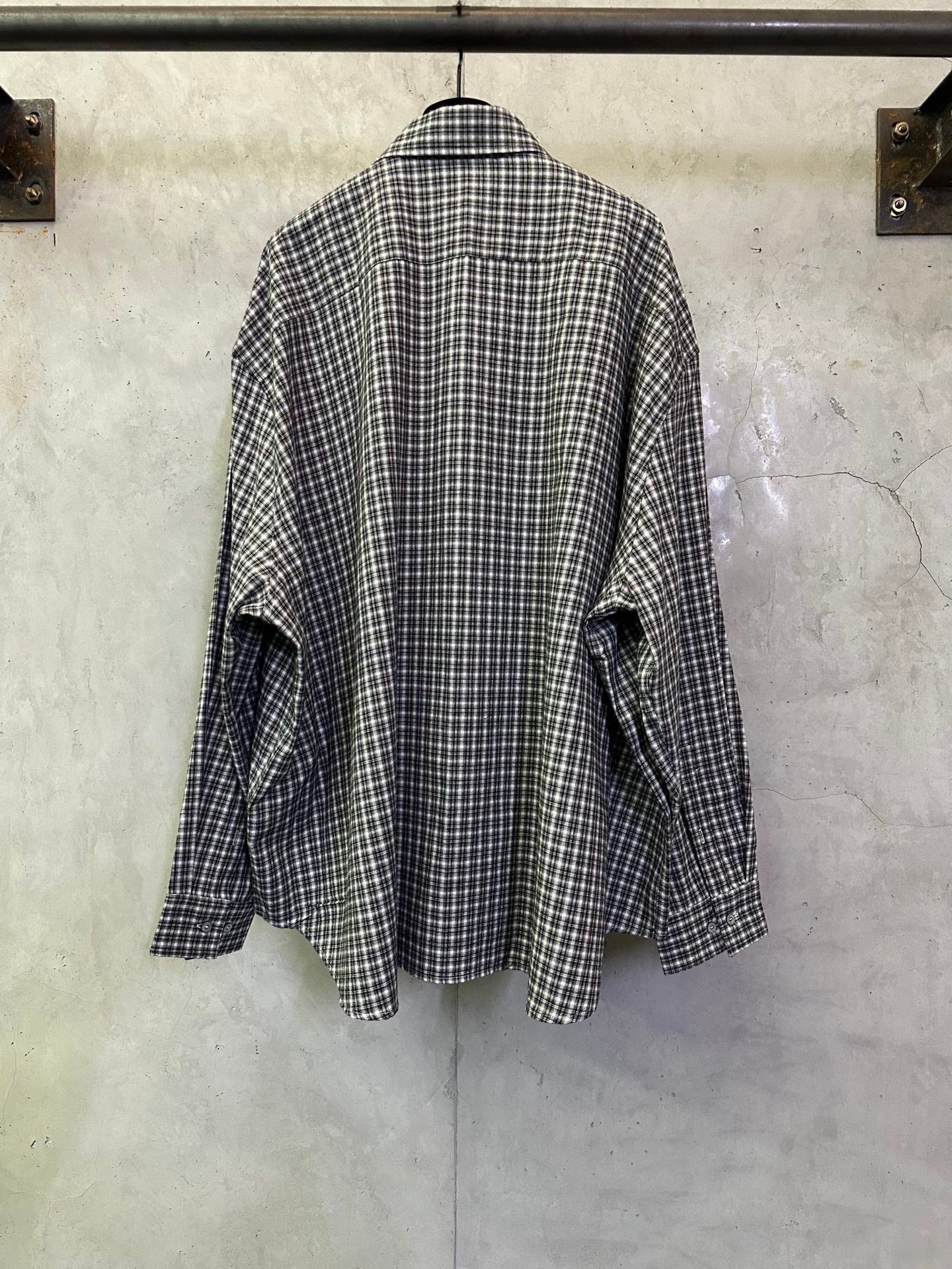 Balenciaga long plaid long-sleeve shirt, back view on hanger
