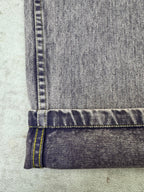 Denim waistband and cuff with belt loop and stitched fold