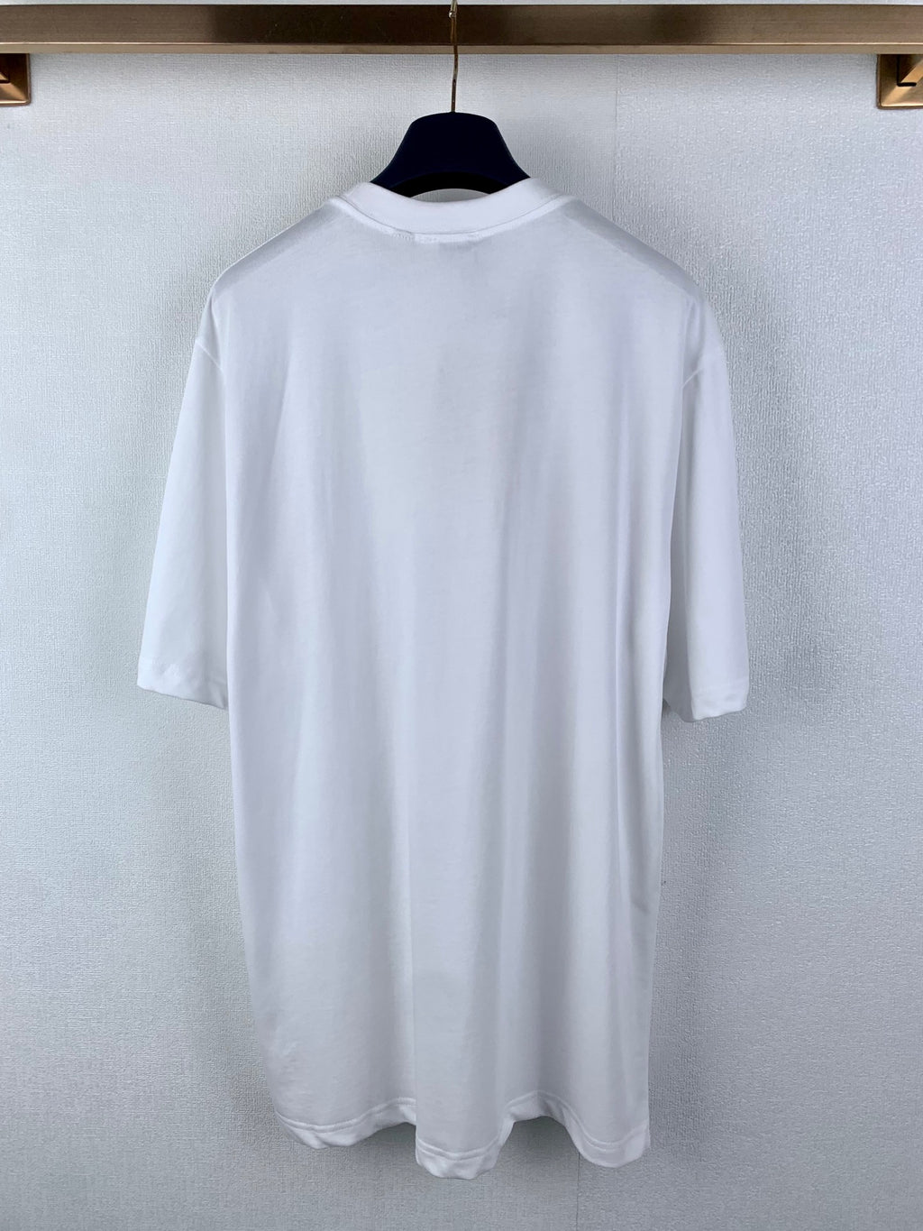 White Burberry crew-neck T-shirt, plain back view with short sleeves