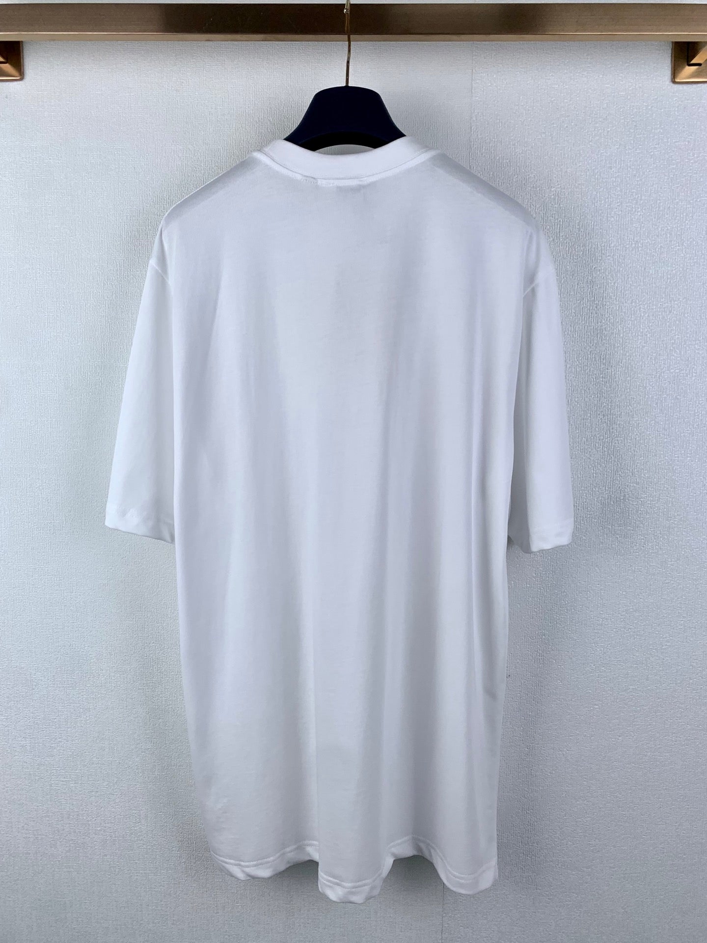 White Burberry crew-neck T-shirt, plain back view with short sleeves