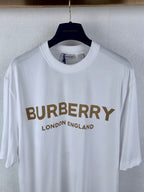White Burberry crew-neck T-shirt with large chest BURBERRY London England print
