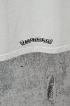 White short-sleeve T-shirt with embroidered oval logo on chest