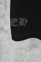 Chrome short T-shirt hem cuff, black with small gray text logo
