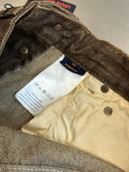 Brown denim jeans, inside waistband with Louis Vuitton Paris size label