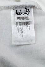 White T-shirt size label with care instructions