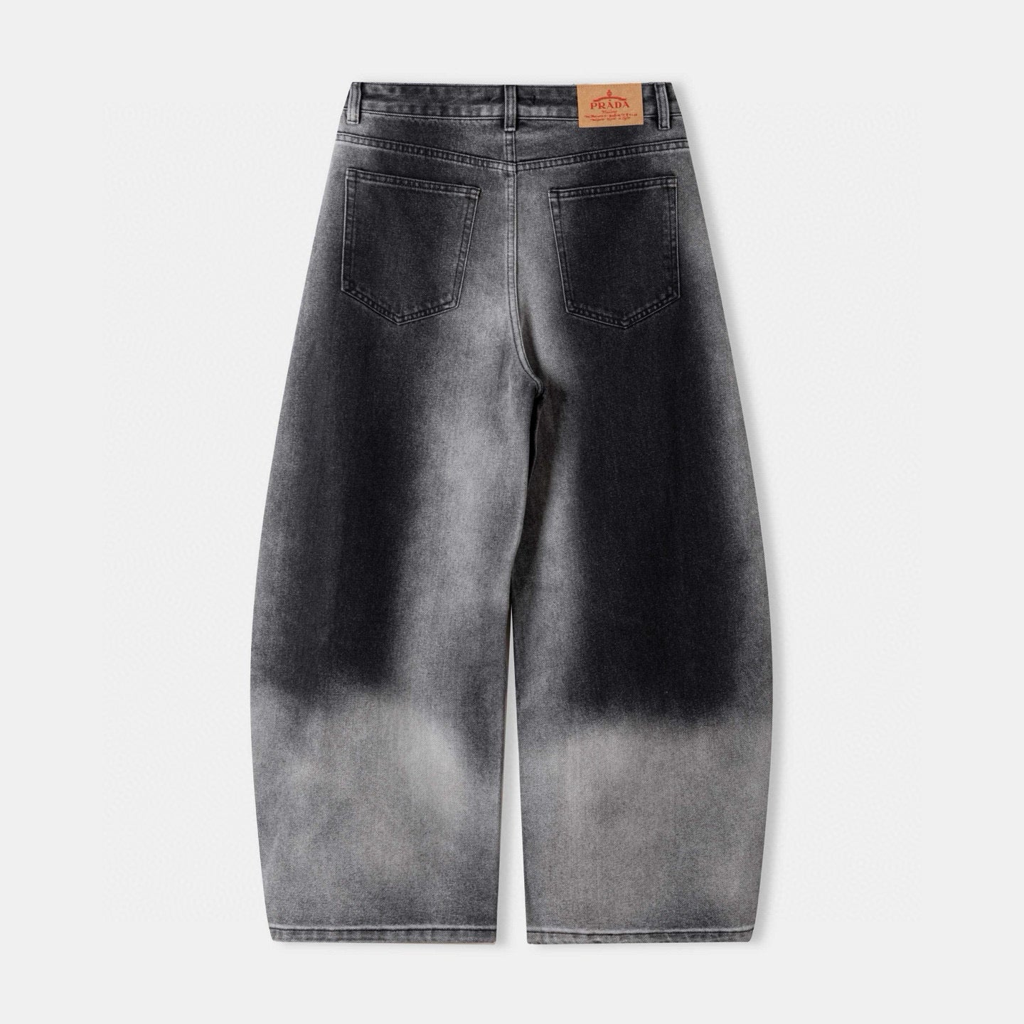 Washed dark gray denim pants with front pockets and belt loops