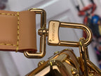Louis Vuitton gold-tone clasp with 'Louis Vuitton' engraved on the hardware loop