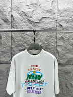 Balenciaga T-shirt in white with multicolor front graphic, short sleeves and crew neck