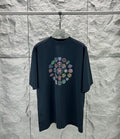 Balenciaga dark navy graphic short-sleeve t-shirt with multicolor badge print