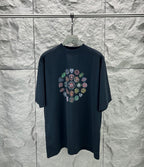 Balenciaga dark navy graphic short-sleeve t-shirt with multicolor badge print