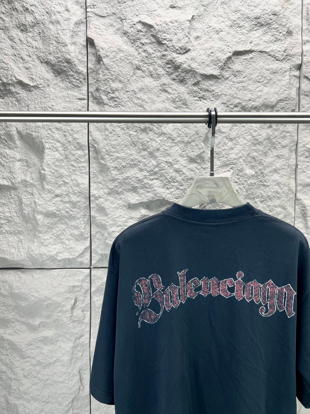 Balenciaga dark navy graphic short-sleeve t-shirt with large back wordmark print detail