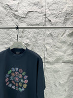 Balenciaga dark navy graphic short-sleeve t-shirt with multicolor badge front print