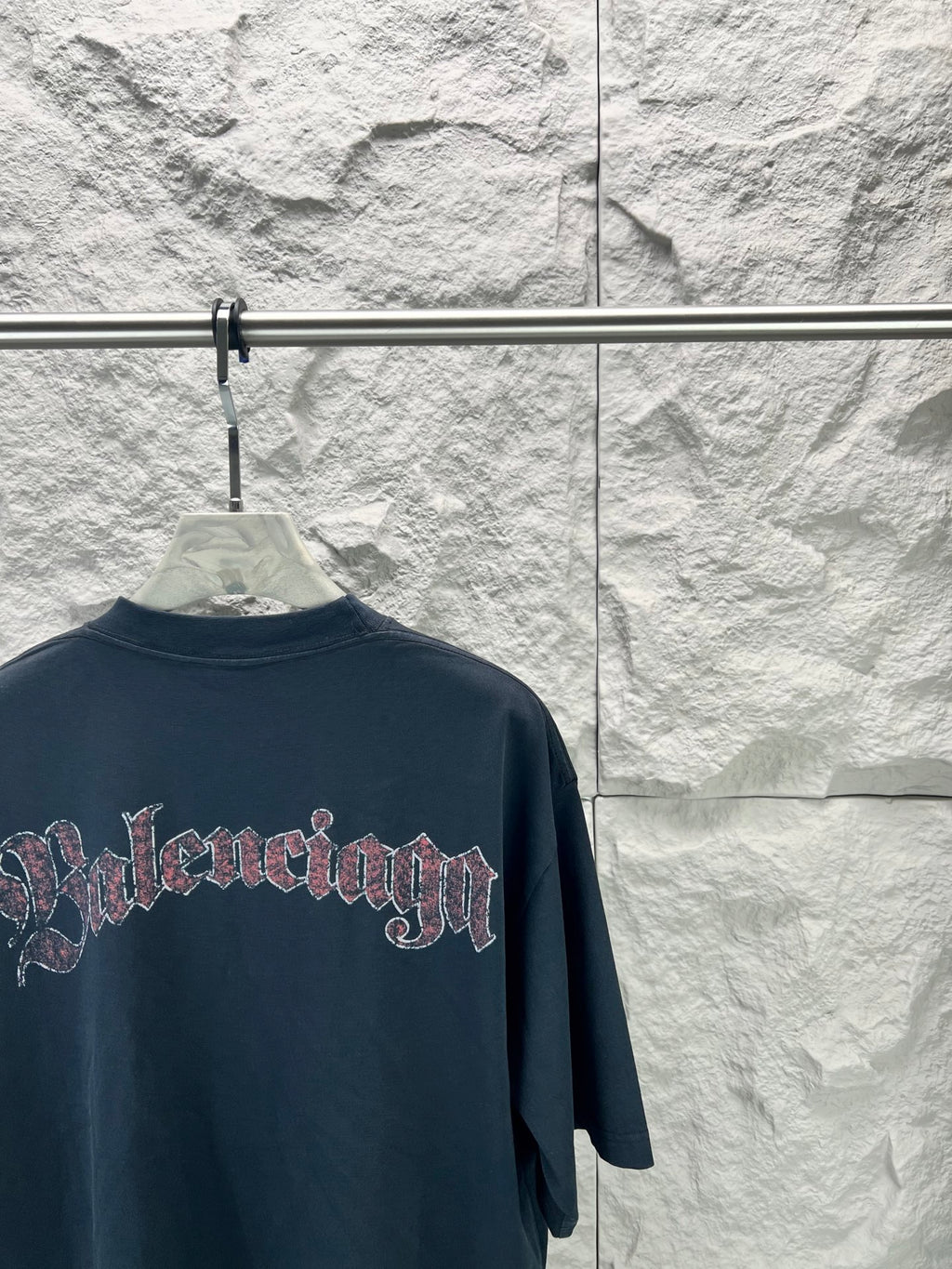 Balenciaga dark navy graphic short-sleeve t-shirt with back wordmark print detail