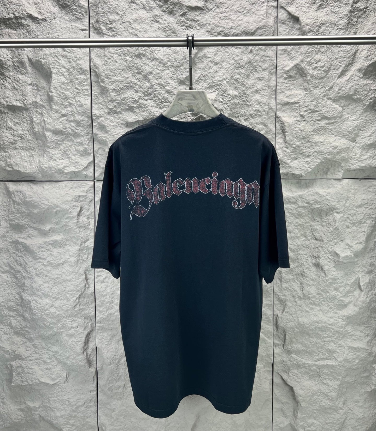 Balenciaga dark navy graphic short-sleeve t-shirt with large back wordmark print