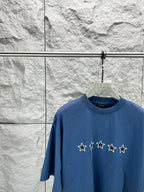 Blue short-sleeve T-shirt with star print on the chest
